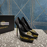Versace Gold Medusa Calfskin Black Pumps - 2
