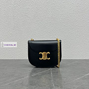 Celine Teen Besace Triomphe Black Bag Gold Clasp 18.5x6x15.5cm - 1