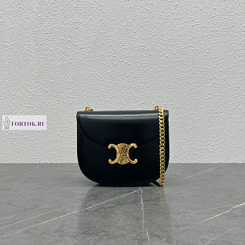 Celine Teen Besace Triomphe Black Bag Gold Clasp 18.5x6x15.5cm