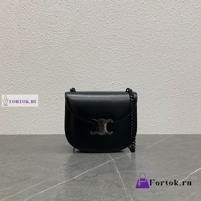 Celine Teen Besace Triomphe Black Bag Black Clasp 18.5x6x15.5cm - 1