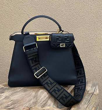 Fendi Peekaboo ISeeU Medium Black Leather Bag 33x12x25cm