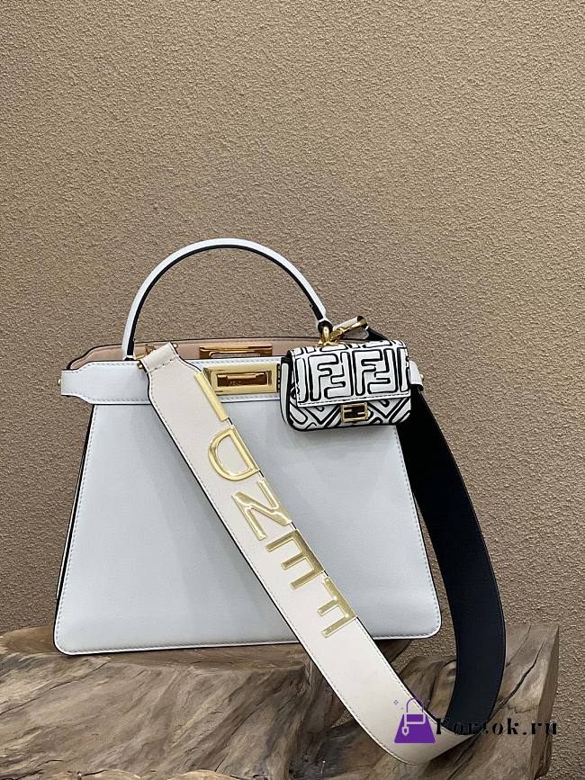 Fendi Peekaboo ISeeU Medium Wite Leather Bag 33x12x25cm - 1