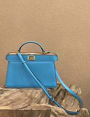 Fendi Peekaboo ISeeU Medium East-West Blue Tote Bag 33x25x12 - 3