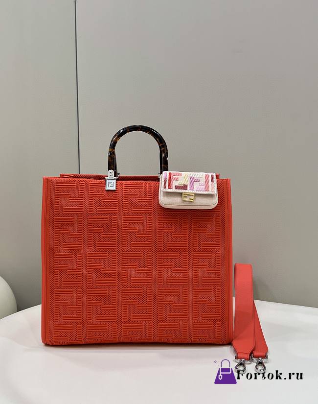 Fendi Sunshine Medium Orange Tote Bag 36x13.5x33cm - 1