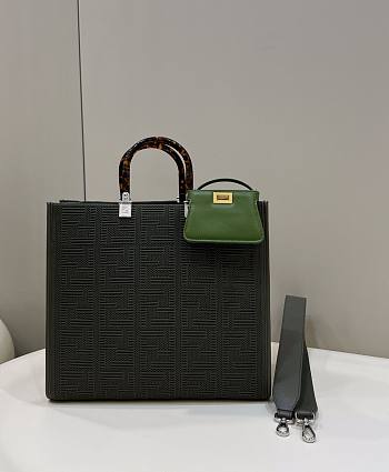 Fendi Sunshine Medium Dark Green Tote Bag 36x13.5x33cm