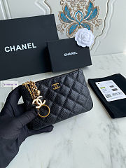 Chanel Card Holder Zipper Calfskin A50168 Black Gold 14x10cm - 1