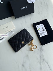 Chanel Card Holder Zipper Calfskin A50168 Black Gold 14x10cm - 6