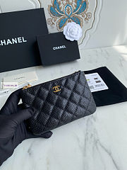 Chanel Card Holder Zipper Calfskin A50168 Black Gold 14x10cm - 3