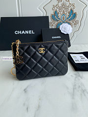 Chanel Card Holder Zipper A50168 Black Gold 14x10cm - 1