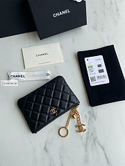 Chanel Card Holder Zipper A50168 Black Gold 14x10cm - 6