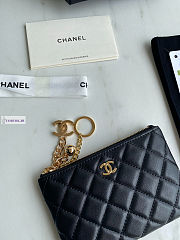 Chanel Card Holder Zipper A50168 Black Gold 14x10cm - 4