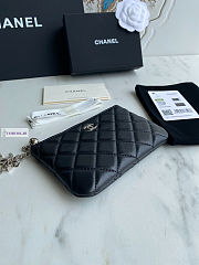 Chanel Card Holder Zipper A50168 Black Silver 14x10cm - 2