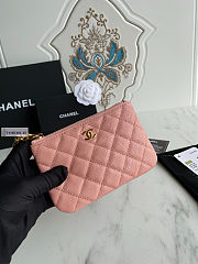 Chanel Card Holder Zipper Calfskin A50168 Pink 14x10cm - 6
