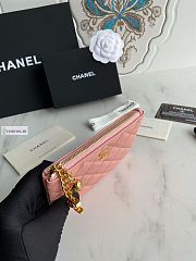 Chanel Card Holder Zipper Calfskin A50168 Pink 14x10cm - 5