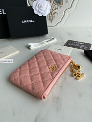 Chanel Card Holder Zipper Calfskin A50168 Pink 14x10cm - 4