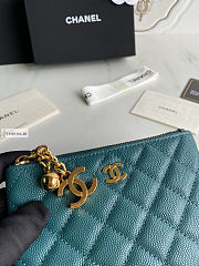 Chanel Card Holder Zipper Calfskin A50168 Green 14x10cm - 3