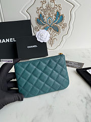 Chanel Card Holder Zipper Calfskin A50168 Green 14x10cm - 2