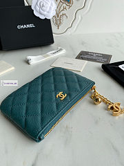 Chanel Card Holder Zipper Calfskin A50168 Green 14x10cm - 4