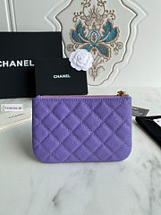 Chanel Card Holder Zipper Calfskin A50168 Purple 14x10cm - 3