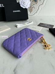 Chanel Card Holder Zipper Calfskin A50168 Purple 14x10cm - 4