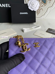 Chanel Card Holder Zipper Calfskin A50168 Purple 14x10cm - 6