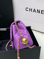 Chanel AS1786 Flap Bag Lambskin Purple 17cm - 2