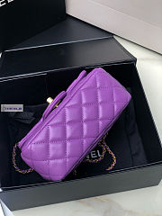 Chanel AS1786 Flap Bag Lambskin Purple 17cm - 3