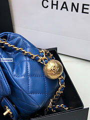 Chanel AS1786 Flap Bag Lambskin Blue 17cm - 2