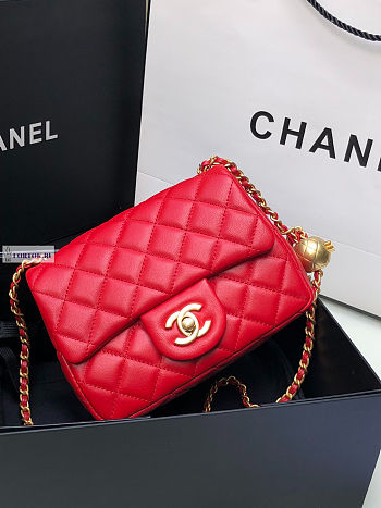 Chanel AS1786 Flap Bag Lambskin Red 17cm