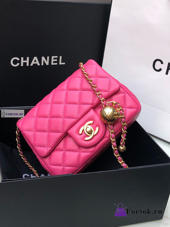 Chanel AS1786 Flap Bag Lambskin Pink 17cm - 1