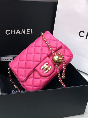 Chanel AS1786 Flap Bag Lambskin Pink 17cm