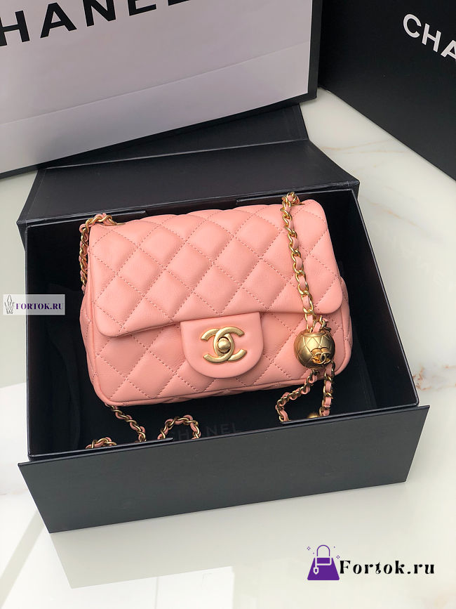 Chanel AS1786 Flap Bag Lambskin Carrot Color 17cm - 1