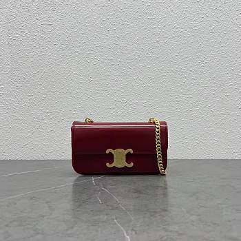 Celine Chain Shoulder Bag In Leather Dark Red 197992 20.5x10.5x4cm