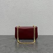 Celine Chain Shoulder Bag In Leather Dark Red 197992 20.5x10.5x4cm - 2