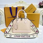 Louis Vuitton Alma BB Ebene Canvas Bag Pink Strap 23.5x17.5x11.5cm - 1