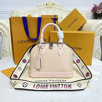 Louis Vuitton Alma BB Ebene Canvas Bag Pink Strap 23.5x17.5x11.5cm