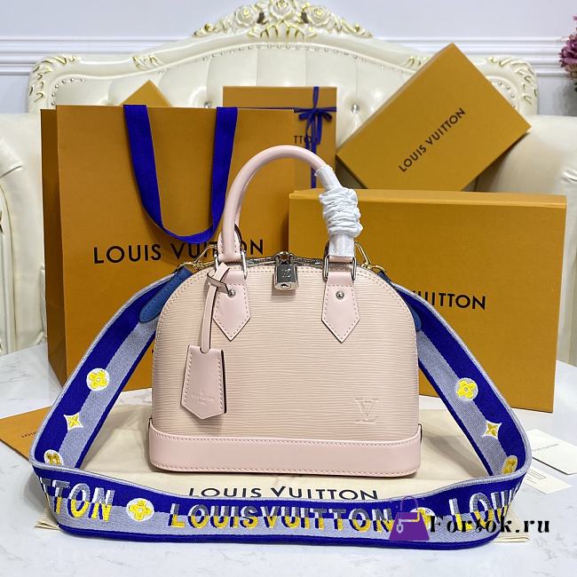 Louis Vuitton Alma BB Ebene Canvas Bag Blue Strap 23.5x17.5x11.5cm - 1