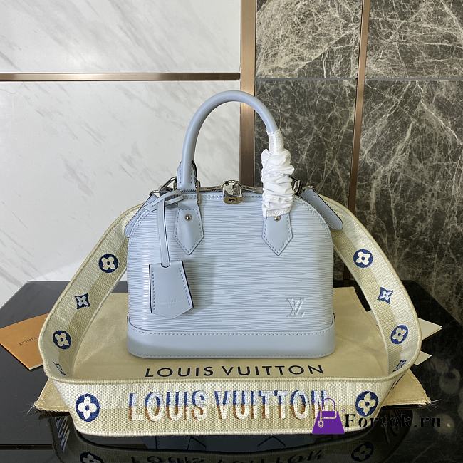 Louis Vuitton Alma BB Ebene Canvas Light Blue Bag 23.5x17.5x11.5cm - 1