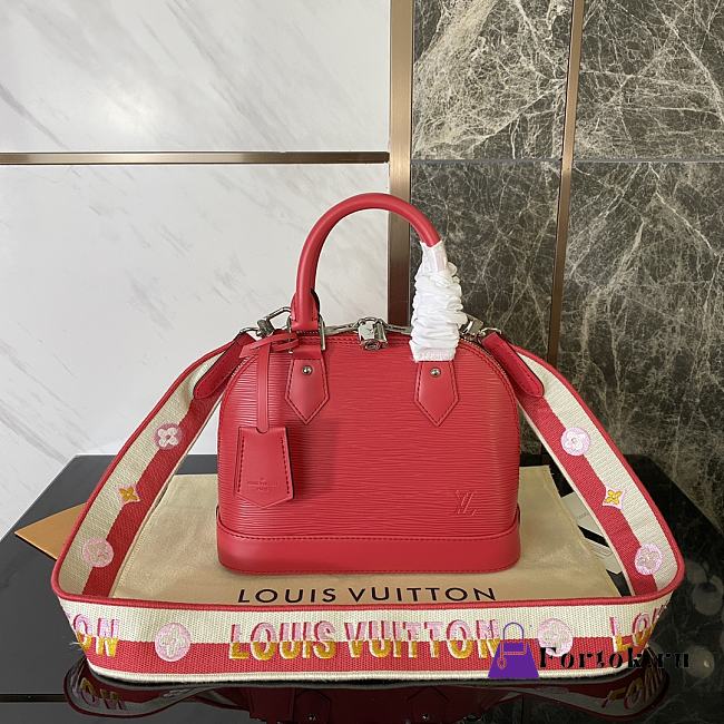 Louis Vuitton Alma BB Ebene Canvas Red Bag 23.5x17.5x11.5cm - 1
