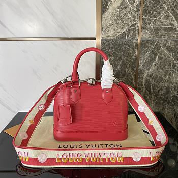 Louis Vuitton Alma BB Ebene Canvas Red Bag 23.5x17.5x11.5cm