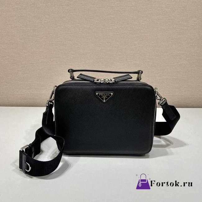 Prada Brique Black Saffiano Leather Bag 22x16x6cm - 1