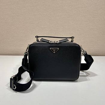 Prada Brique Black Saffiano Leather Bag 22x16x6cm