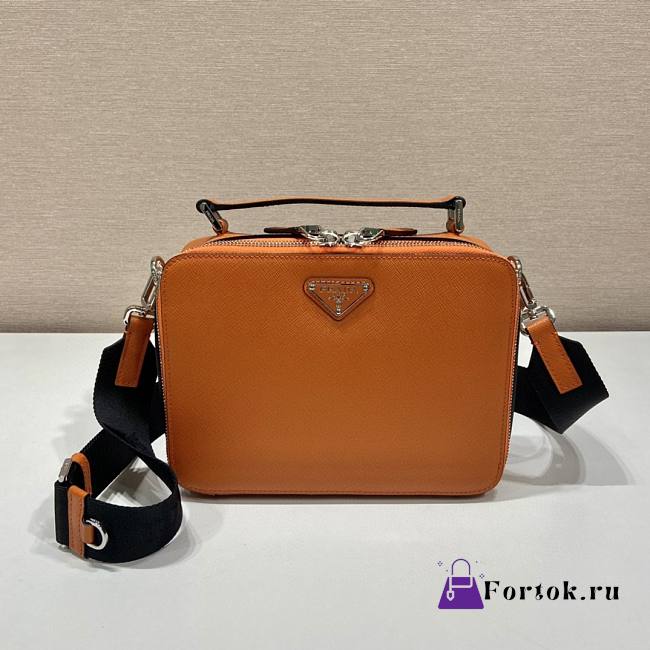 Prada Brique Orange Saffiano Leather Bag 22x16x6cm - 1