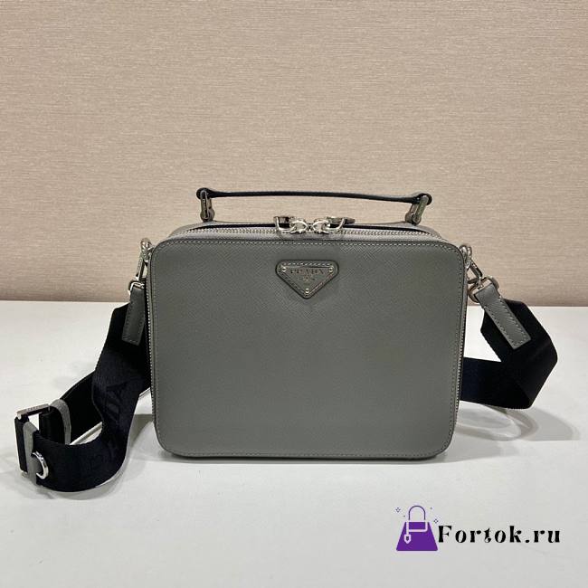 Prada Brique Grey Saffiano Leather Bag 22x16x6cm - 1
