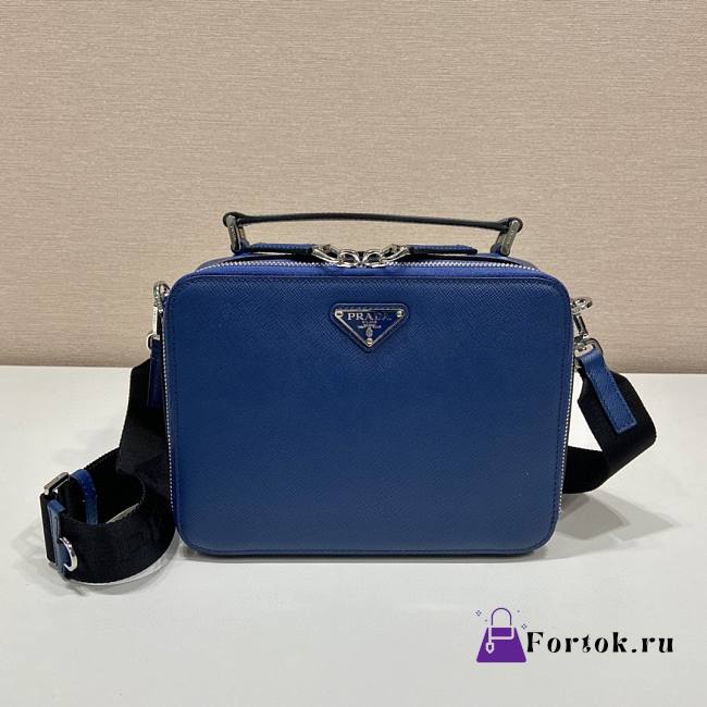 Prada Brique Blue Saffiano Leather Bag 22x16x6cm - 1