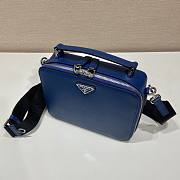 Prada Brique Blue Saffiano Leather Bag 22x16x6cm - 4