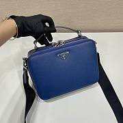 Prada Brique Blue Saffiano Leather Bag 22x16x6cm - 5
