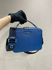 Prada Brique Blue Saffiano Leather Bag 22x16x6cm - 6