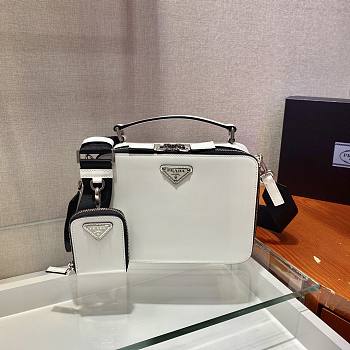 Prada Brique White Leather Bag 22x16x6cm