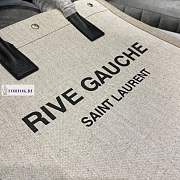 YSL Saint Laurent Rive Gauche Tote Bag White Linen 631682 37.5×38×17cm - 3